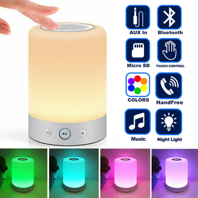 Multi-Functional LED Desk Lamp - Wireless Bluetooth Speaker, Color-Changing Night Light, and Touch Control